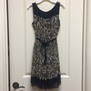 Chiffon feather print dress